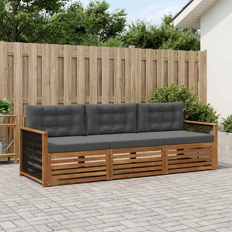 Set de canapele de exterior 3 buc. Natural și Antracit