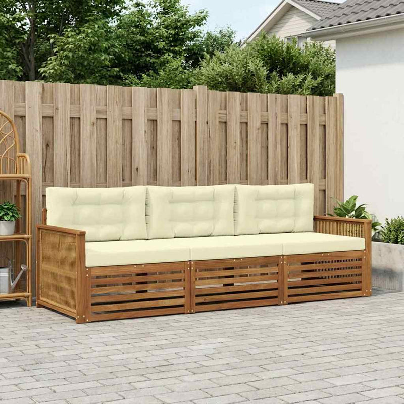 Set de canapele de exterior 3 buc. Natural și Crem