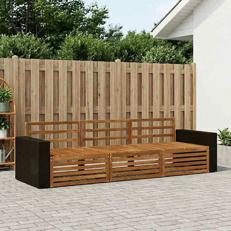 Set de canapele de exterior 3 buc. natural Lemn Solid de Acacia