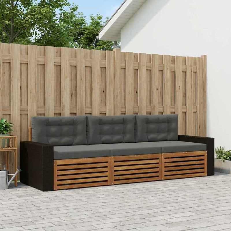 Set de canapele de exterior 3 buc. Natural și Antracit