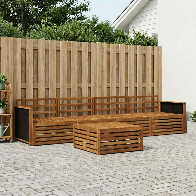 Set de canapele de exterior 5 buc. natural Lemn Solid de Acacia