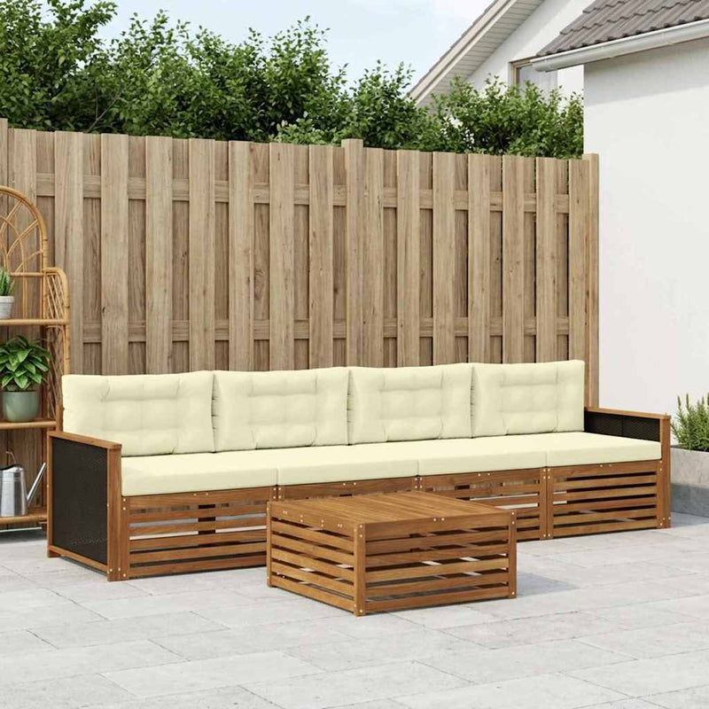 Set de canapele de exterior 5 buc. Natural și Crem
