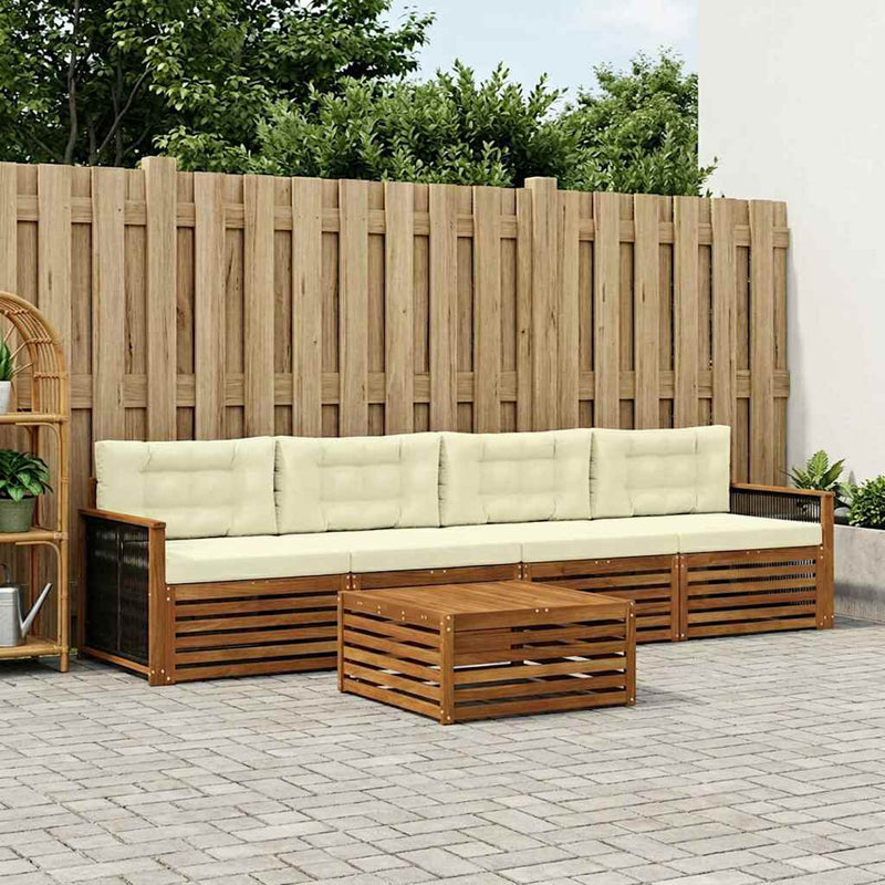 Set de canapele de exterior 5 buc. Natural și Crem