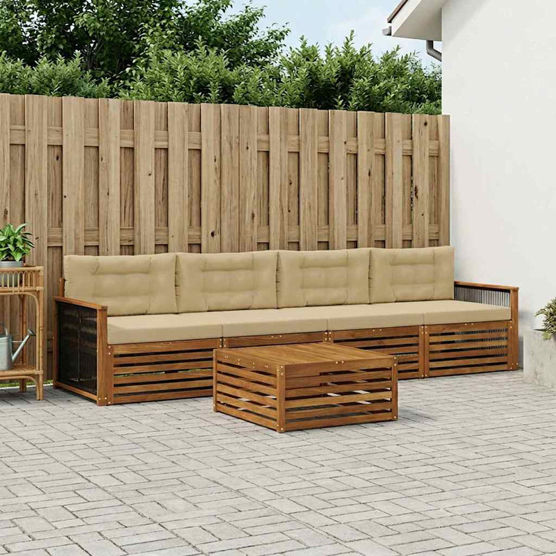 Set de canapele de exterior 5 buc. Natural și Bej