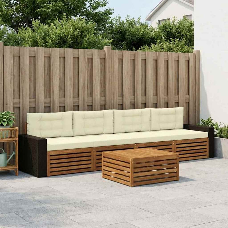 Set de canapele de exterior 5 buc. Natural și Crem