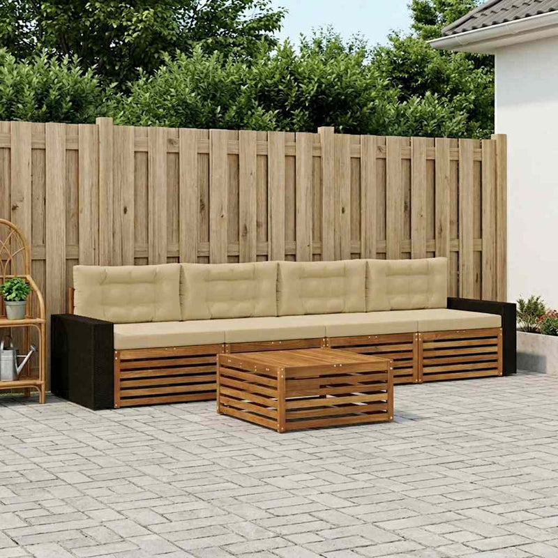 Set de canapele de exterior 5 buc. Natural și Bej