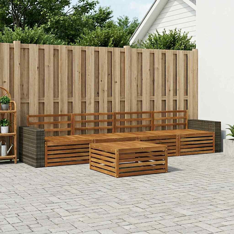 Set de canapele de exterior 5 buc. natural Lemn Solid de Acacia