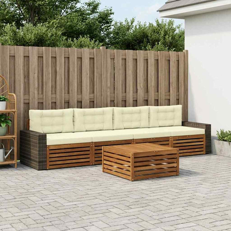 Set de canapele de exterior 5 buc. Natural și Crem
