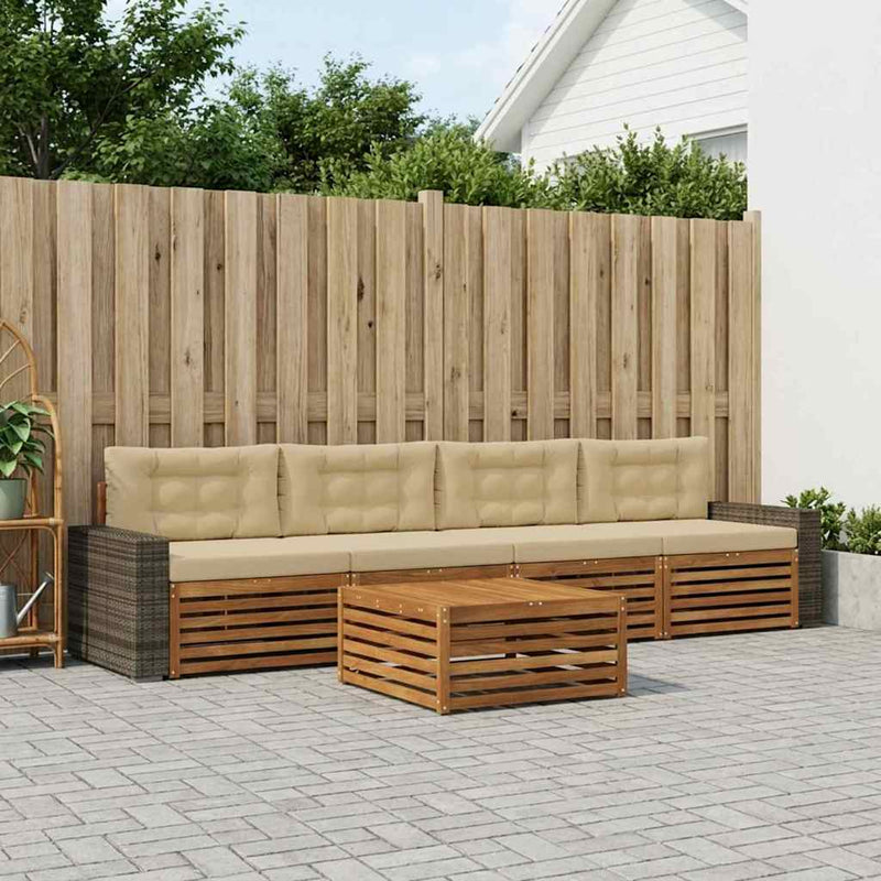 Set de canapele de exterior 5 buc. Natural și Bej