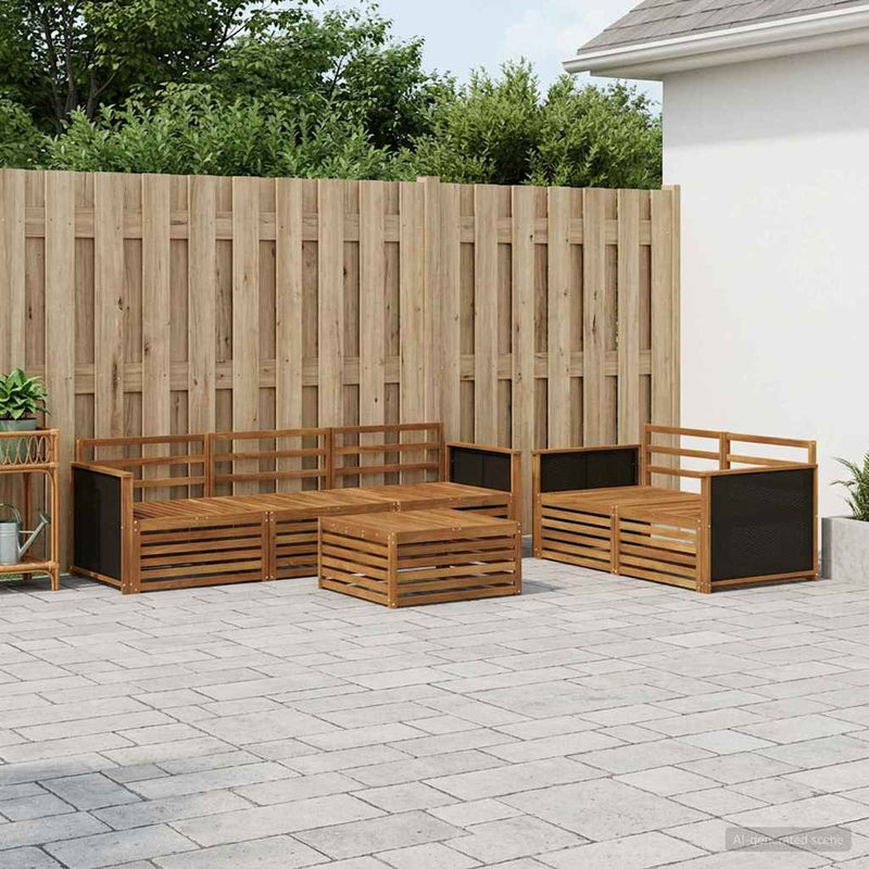 Set de canapele de exterior 6 buc. natural Lemn Solid de Acacia