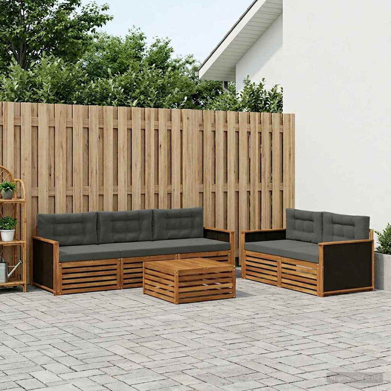 Set de canapele de exterior 6 buc. Natural și Antracit