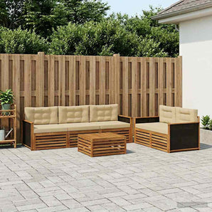 Set de canapele de exterior 6 buc. Natural și Bej