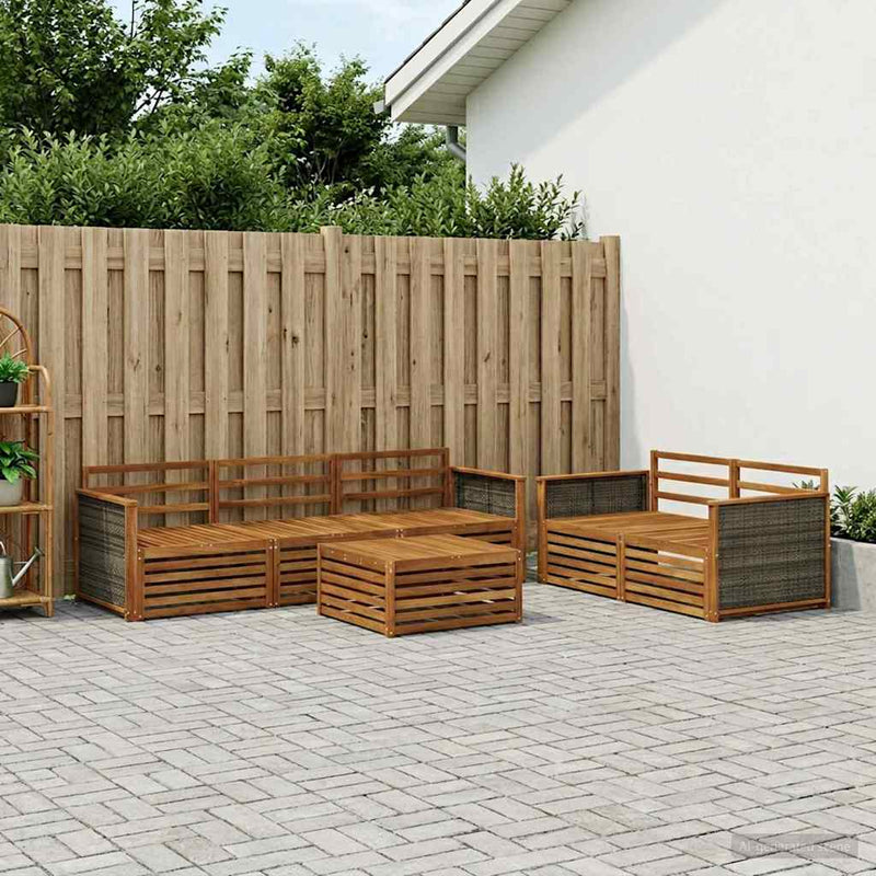 Set de canapele de exterior 6 buc. natural Lemn Solid de Acacia