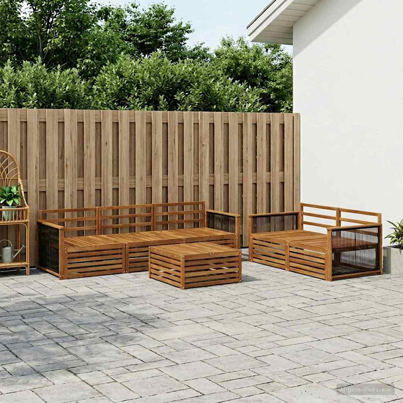 Set de canapele de exterior 6 buc. natural Lemn Solid de Acacia