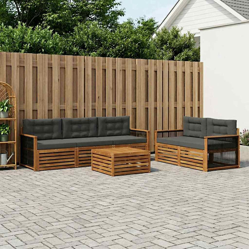 Set de canapele de exterior 6 buc. Natural și Antracit