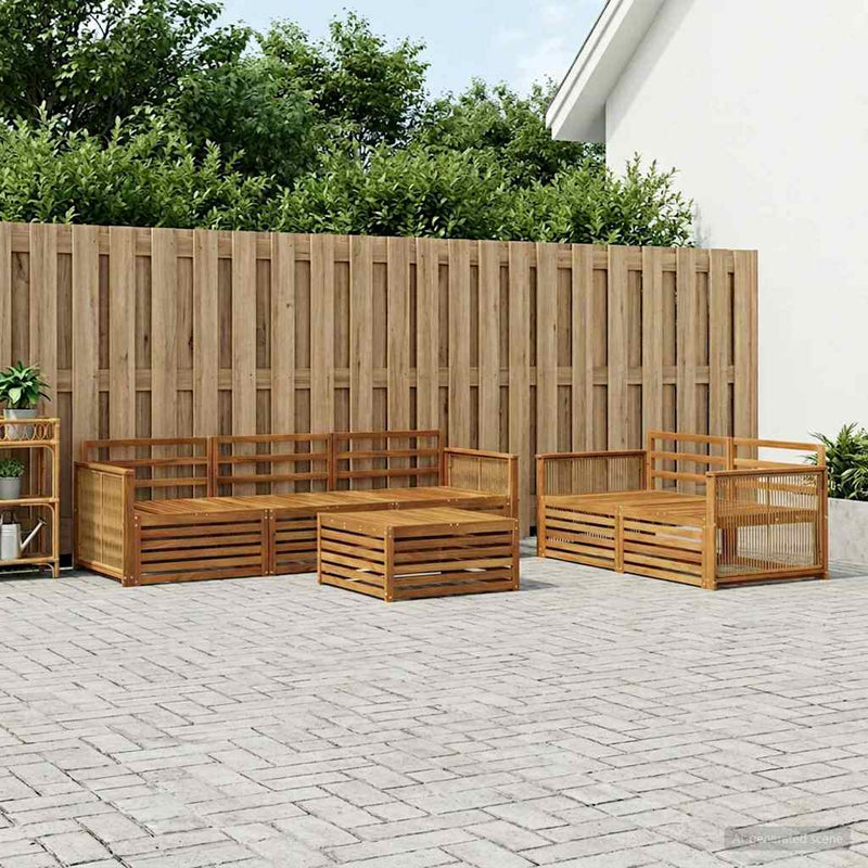Set de canapele de exterior 6 buc. natural Lemn Solid de Acacia