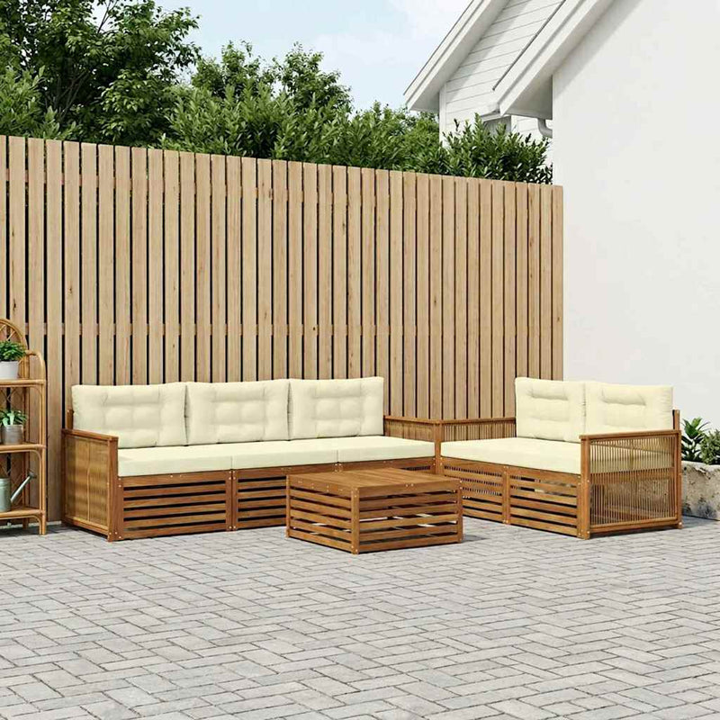 Set de canapele de exterior 6 buc. Natural și Crem