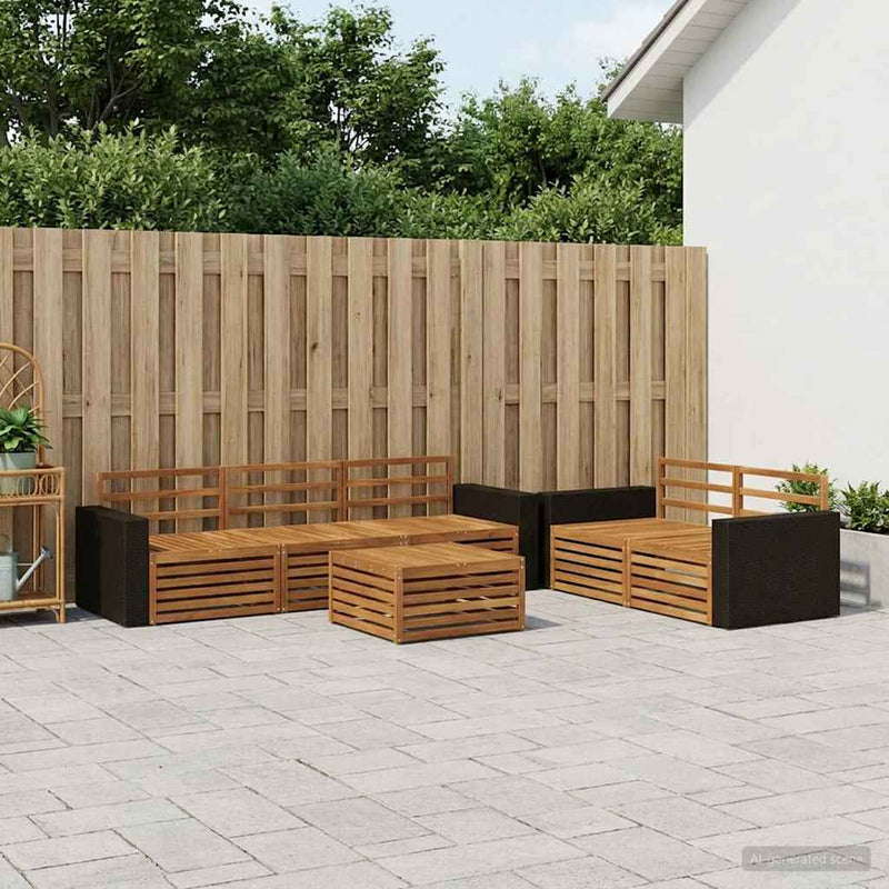 Set de canapele de exterior 6 buc. natural Lemn Solid de Acacia