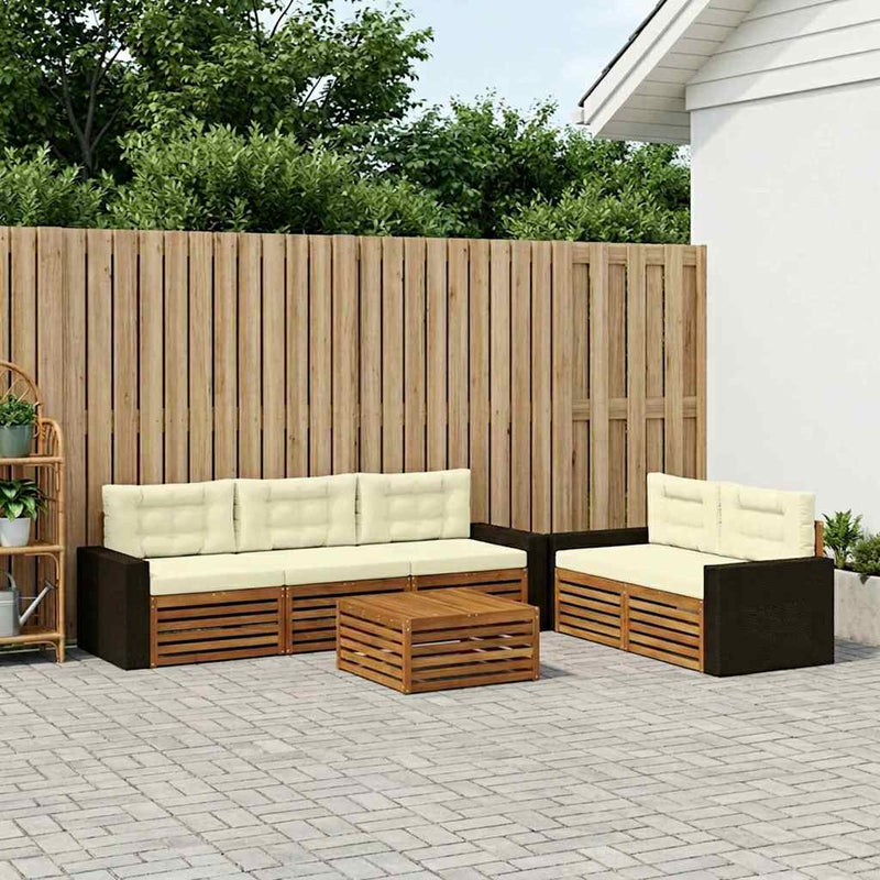 Set de canapele de exterior 6 buc. Natural și Crem