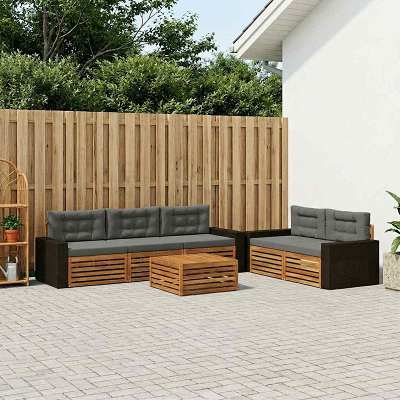 Set de canapele de exterior 6 buc. Natural și Antracit
