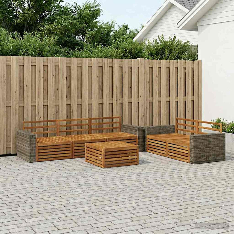 Set de canapele de exterior 6 buc. natural Lemn Solid de Acacia