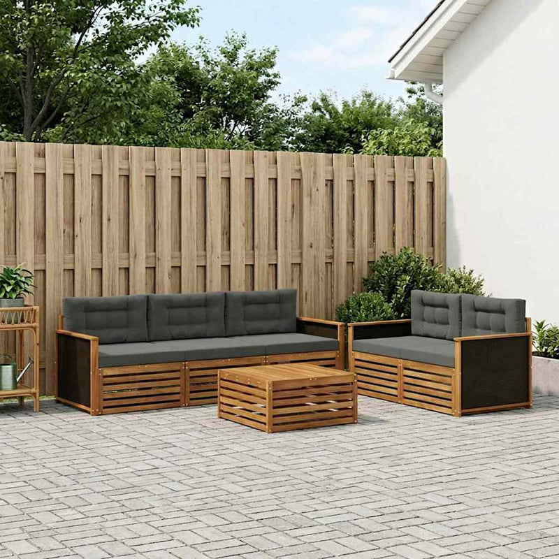 Set de canapele de exterior 7 buc. Natural și Antracit