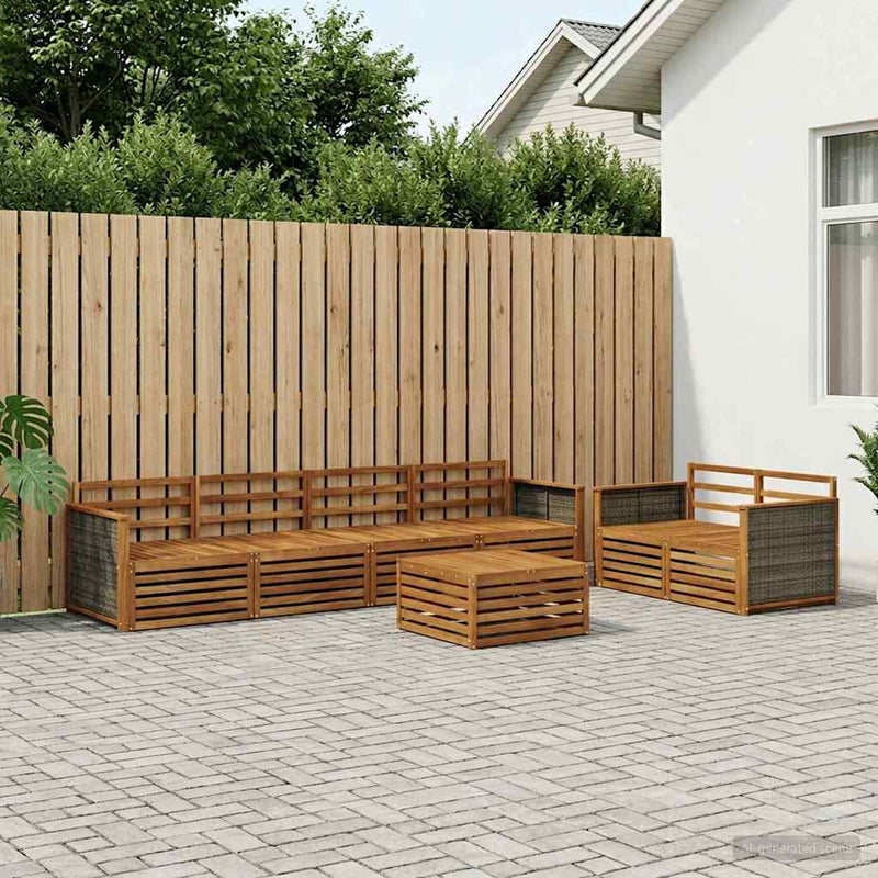 Set de canapele de exterior 7 buc. natural Lemn Solid de Acacia