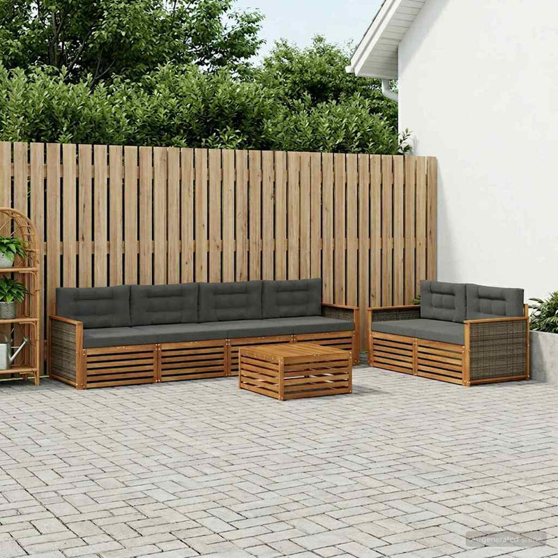 Set de canapele de exterior 7 buc. Natural și Antracit