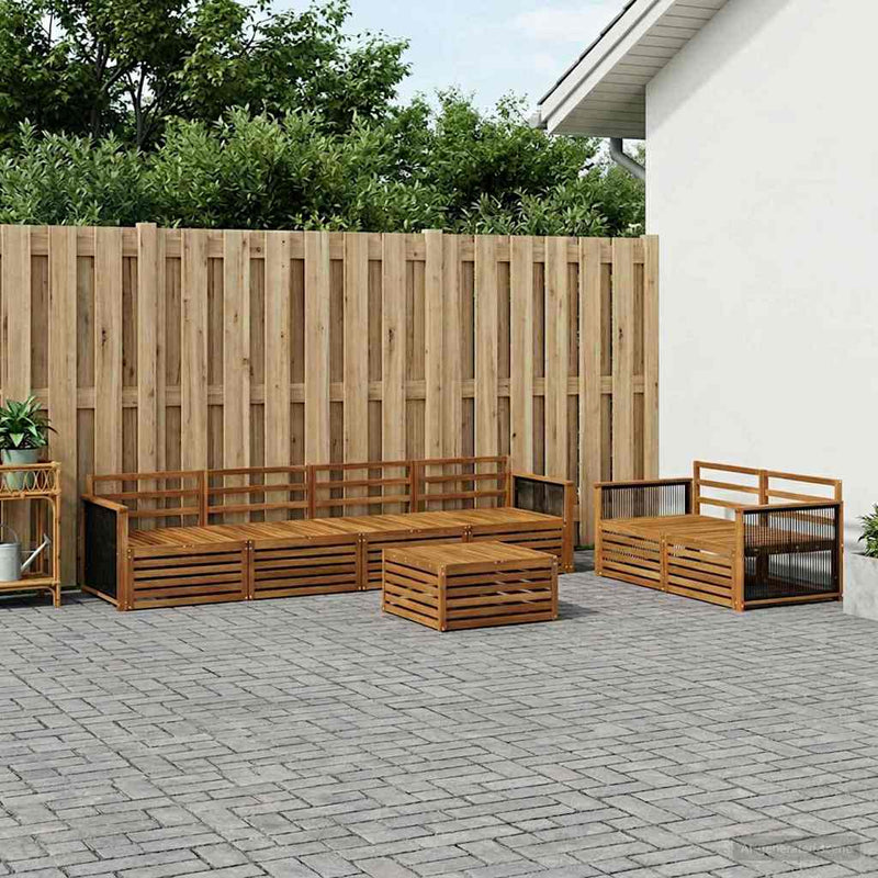 Set de canapele de exterior 7 buc. natural Lemn Solid de Acacia