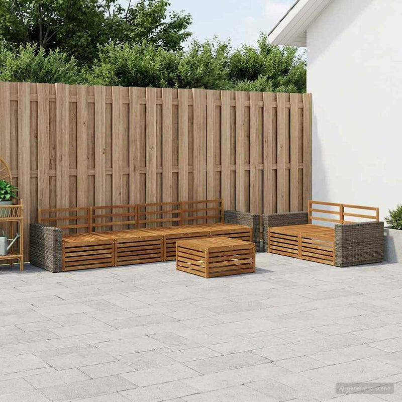 Set de canapele de exterior 7 buc. natural Lemn Solid de Acacia