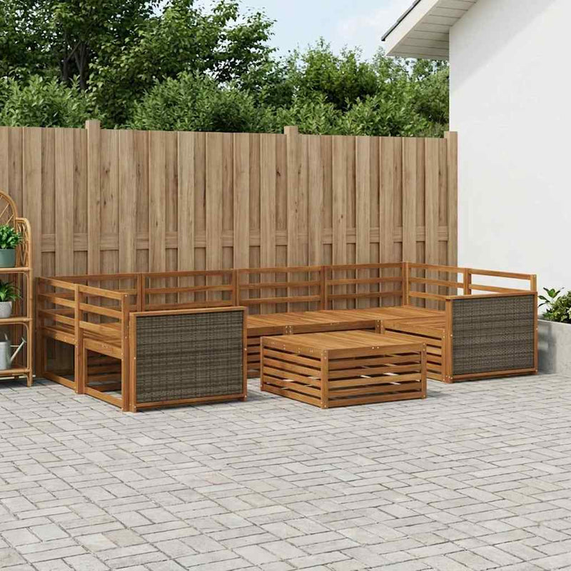 Set de canapele de exterior 7 buc. natural Lemn Solid de Acacia