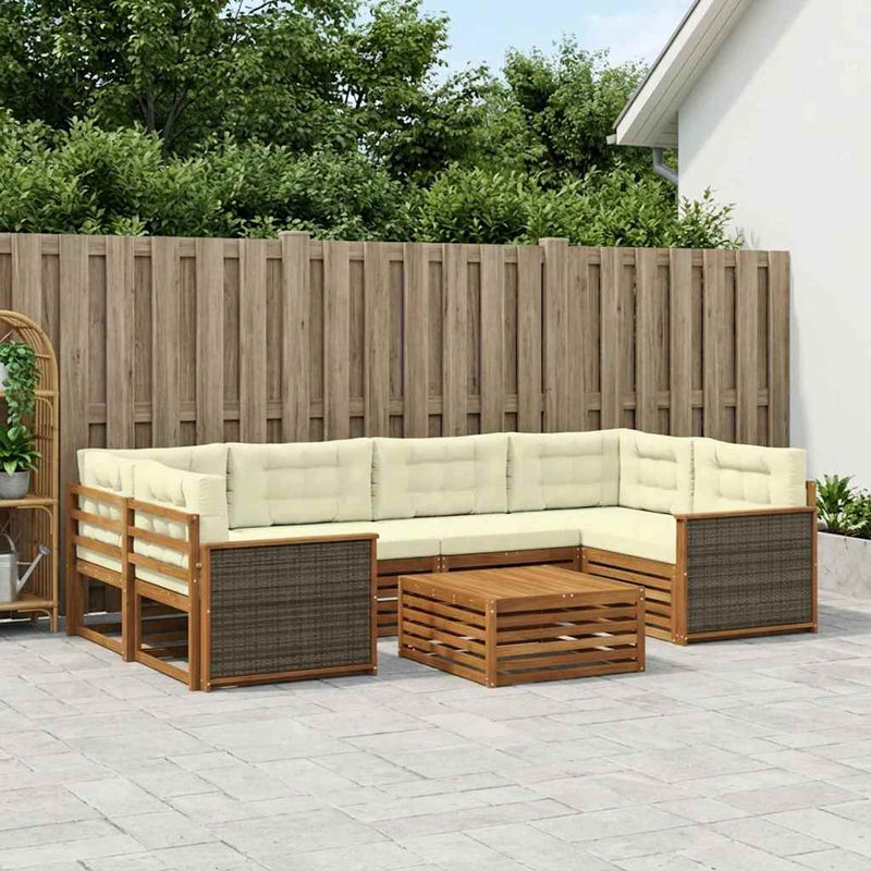 Set de canapele de exterior 7 buc. Natural și Crem