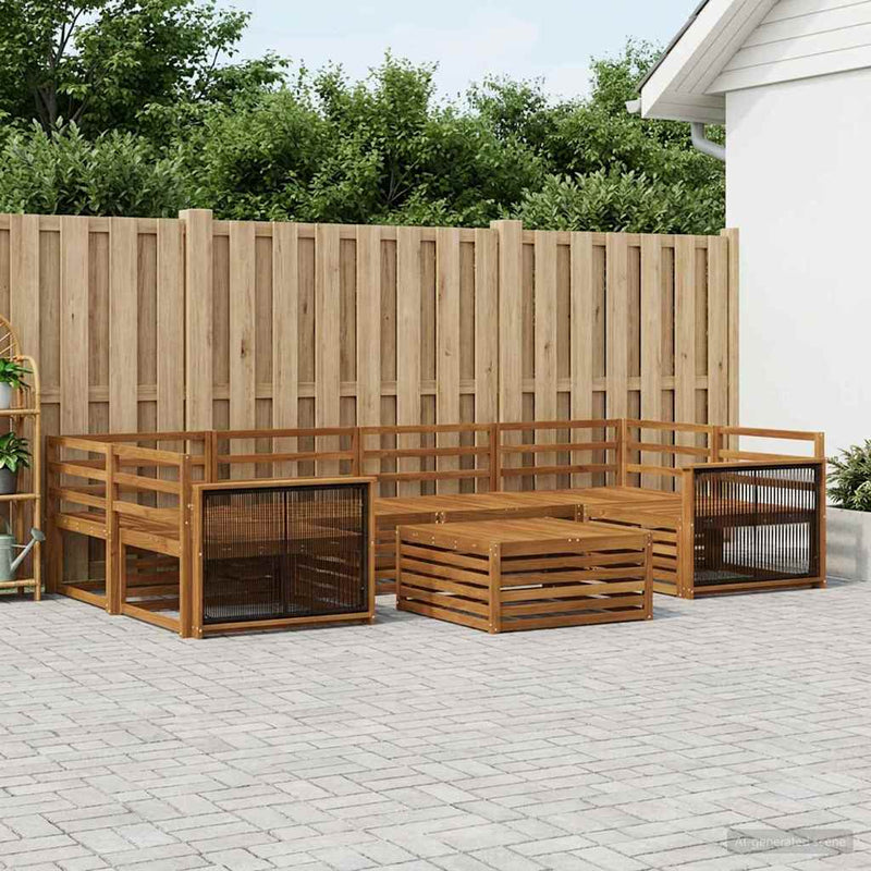 Set de canapele de exterior 7 buc. natural Lemn Solid de Acacia