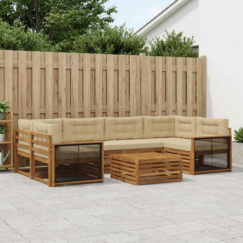 Set de canapele de exterior 7 buc. Natural și Bej