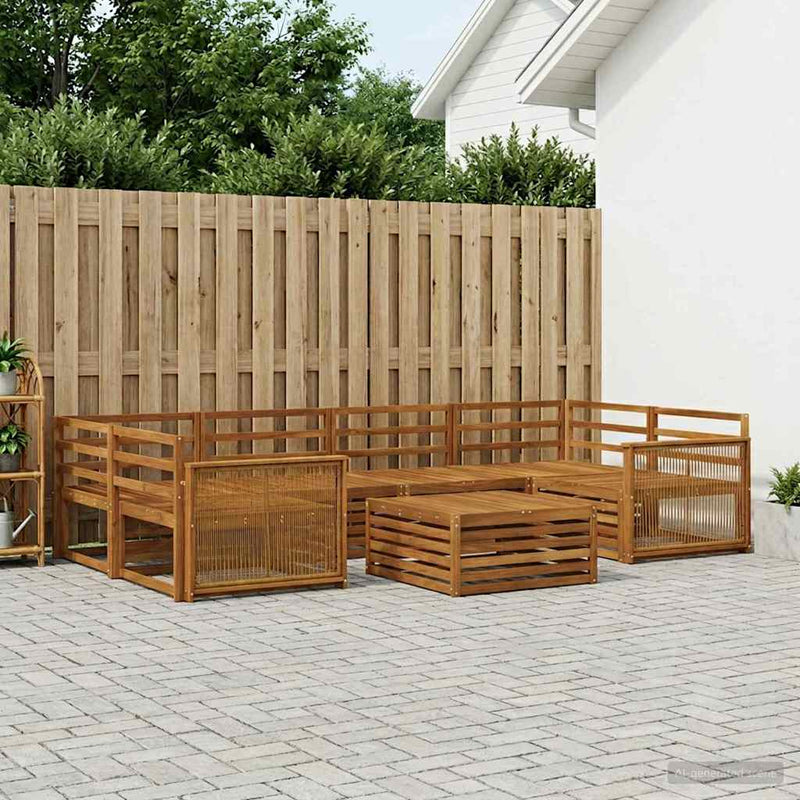 Set de canapele de exterior 7 buc. natural Lemn Solid de Acacia