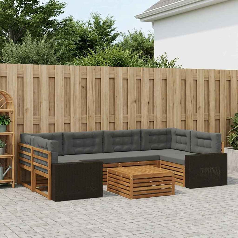 Set de canapele de exterior 7 buc. Natural și Antracit