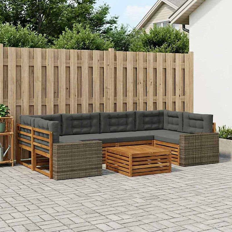 Set de canapele de exterior 7 buc. Natural și Antracit
