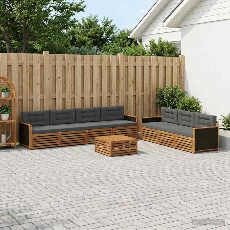 Set de canapele de exterior 8 buc. Natural și Antracit