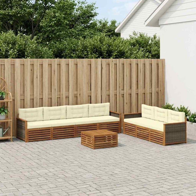 Set de canapele de exterior 8 buc. Natural și Crem