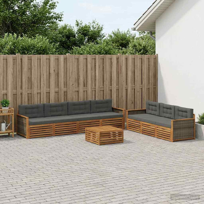 Set de canapele de exterior 8 buc. Natural și Antracit