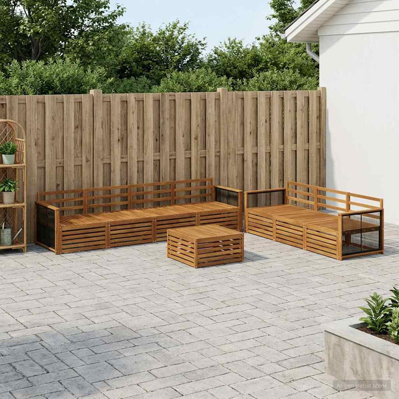 Set de canapele de exterior 8 buc. natural Lemn Solid de Acacia