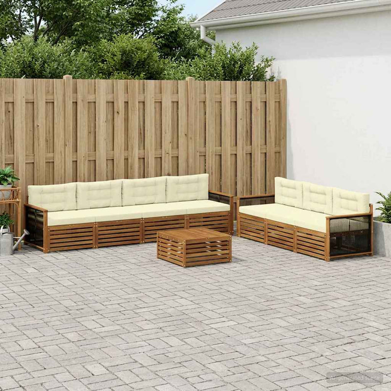 Set de canapele de exterior 8 buc. Natural și Crem