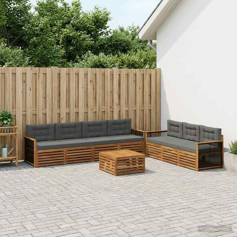 Set de canapele de exterior 8 buc. Natural și Antracit