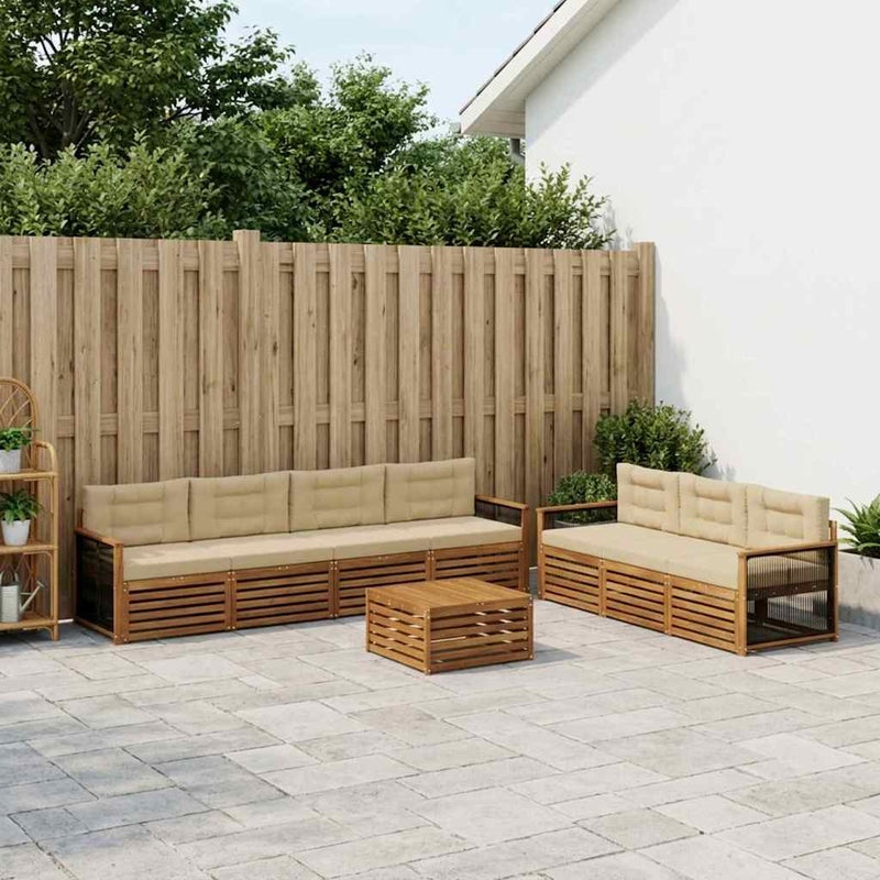Set de canapele de exterior 8 buc. Natural și Bej