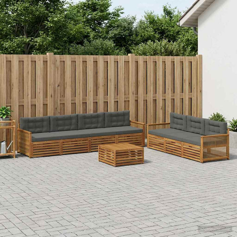 Set de canapele de exterior 8 buc. Natural și Antracit