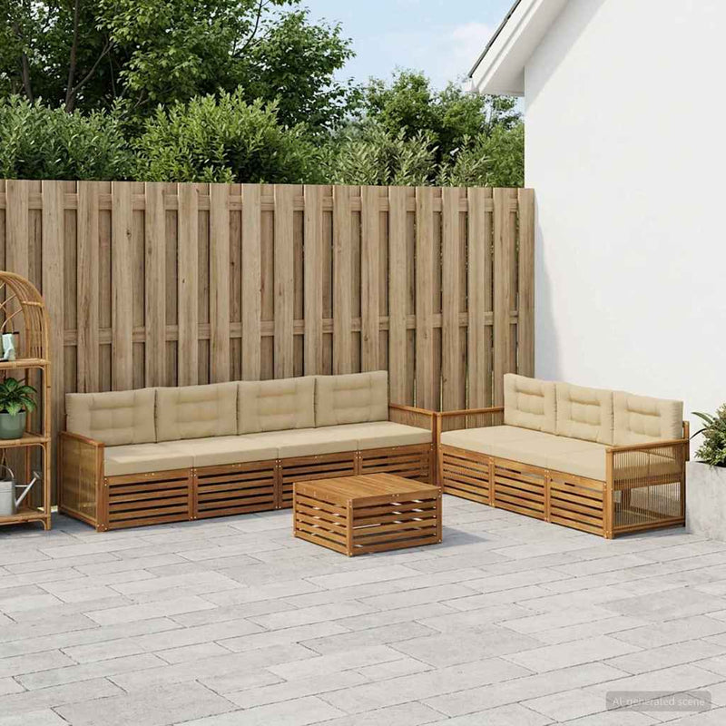 Set de canapele de exterior 8 buc. Natural și Bej