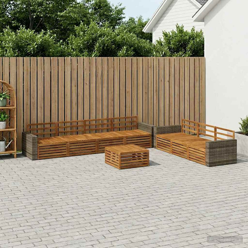 Set de canapele de exterior 8 buc. natural Lemn Solid de Acacia