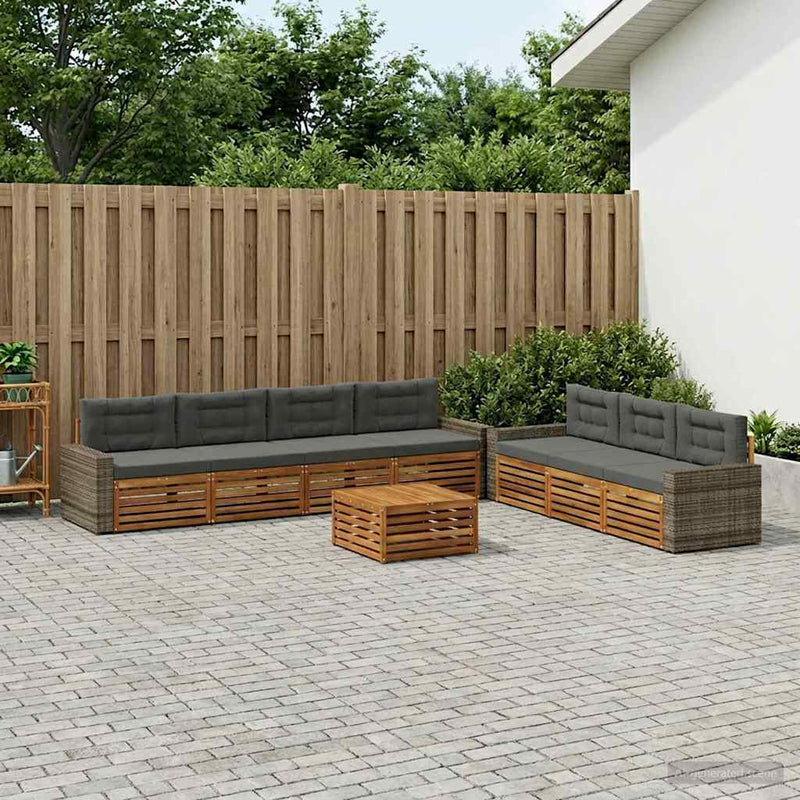 Set de canapele de exterior 8 buc. Natural și Antracit