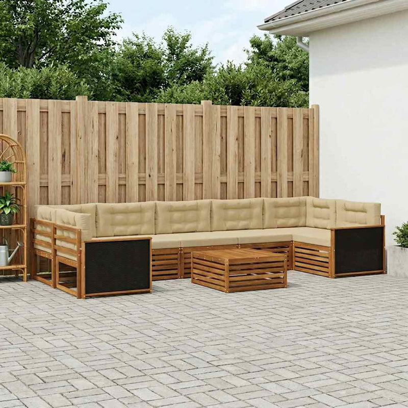 Set de canapele de exterior 8 buc. Natural și Bej