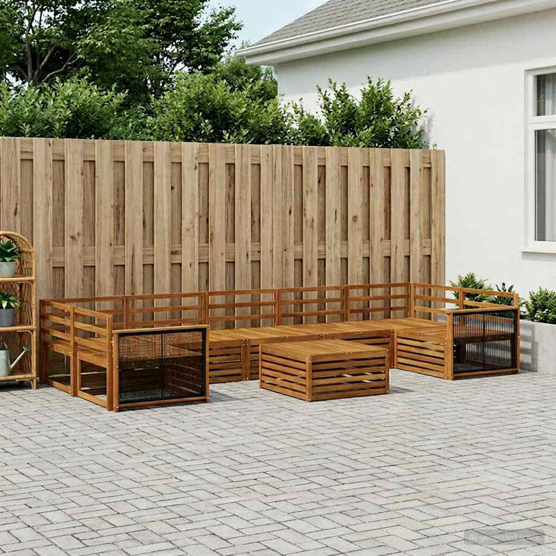 Set de canapele de exterior 8 buc. natural Lemn Solid de Acacia